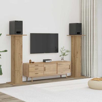 VidaXL Speakerstandaards 2 st 30x30x95 cm hout artisanaal eikenkleurig