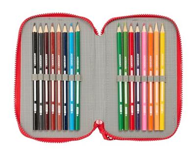 Driedubbele Pennenzak Atlético Madrid Rood 12,5 x 19,5 x 5,5 cm 36 Onderdelen