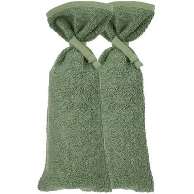 Meyco basic badstof kruikenzak - set van 2 forest green Meyco basic badstof kruikenzak - set van 2 forest green