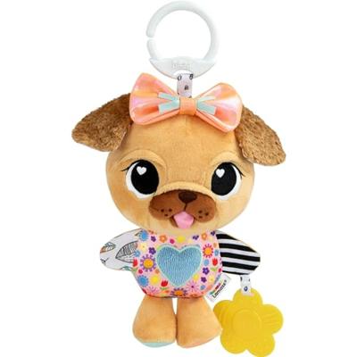 Lamaze Lovey de hond knuffel met ophangclip