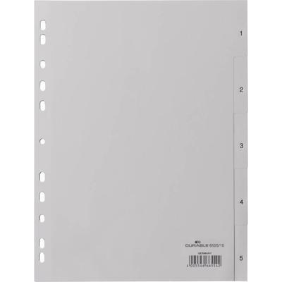 Durable 6505 Register DIN A4 1-5 Polypropyleen Grijs 5 tabbladen Bedrukte tabs 650510 Durable 6505 Register DIN A4 1-5 Polypropyleen Grijs 5 tabbladen Bedrukte tabs 650510