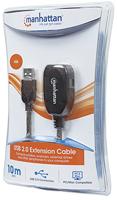 Manhattan USB-kabel USB 2.0 USB-A stekker, USB-A bus 10.00 m Zwart 150248 - thumbnail