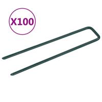 VidaXL Kunstgraspennen 100 st u-vormig ijzer - thumbnail