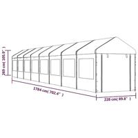 Prieel met dak 17,84x2,28x2,69 m polyetheen wit - thumbnail