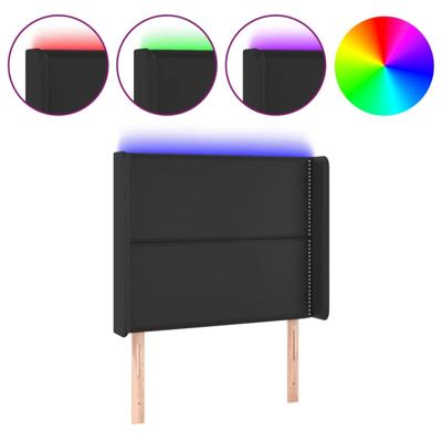 Hoofdbord LED 163x16x118/128 cm kunstleer zwart