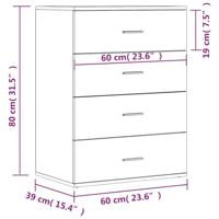Dressoir 60x39x80 cm bewerkt hout grijs sonoma - thumbnail