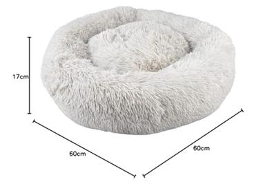 duvoplus, Kussen donut L - 60 x 60 x 17 cm, grijs, zacht kussen met lange pool, extra rand, comfortabel en behaaglijk, voor kleine rassen, anti-stress-kussen, antislip onderkant