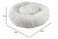 duvoplus, Kussen donut L - 60 x 60 x 17 cm, grijs, zacht kussen met lange pool, extra rand, comfortabel en behaaglijk, voor kleine rassen, anti-stress-kussen, antislip onderkant - thumbnail