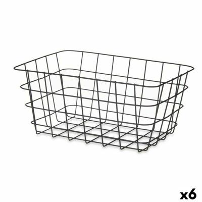 Veelzijdige mand Kinvara Zwart Metaal 30,3 x 14 x 22,5 cm Rechthoekig (6 Stuks)