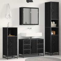 Badkamermeubelset met lade 3 pcs Zwart eiken 80 x 33 x 60 cm - thumbnail