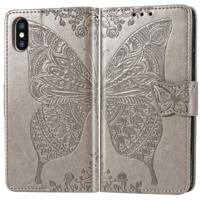 Butterfly Love bloemen reliëf horizontale Flip lederen case voor iPhone X met houder & kaartsleuven & portemonnee & Lanyard (grijs) - thumbnail