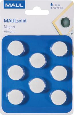 MAUL magneet Solid, 20 mm, trekkracht 300 gr, blister van 8 stuks, wit MAUL magneet Solid, 20 mm, trekkracht 300 gr, blister van 8 stuks, wit