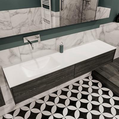 Lush onderkast 180cm in kleur ANTRACITE met 2 lades Push tot open geschikt voor linkse wastafel. Compleet met solid surface wastafel cloud M63021met 0 kraangat(en) Lush onderkast 180cm in kleur ANTRACITE met 2 lades Push tot open geschikt voor linkse wastafel. Compleet met solid surface wastafel cloud M63021met 0 kraangat(en)