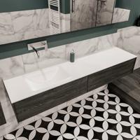 Lush onderkast 180cm in kleur ANTRACITE met 2 lades Push tot open geschikt voor linkse wastafel. Compleet met solid surface wastafel cloud M63021met 0 kraangat(en) - thumbnail