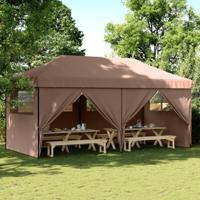VidaXL Partytent inklapbaar pop-up met 4 zijwanden bruin - thumbnail