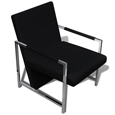 VidaXL Fauteuil met chromen poten kunstleer zwart VidaXL Fauteuil met chromen poten kunstleer zwart