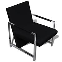VidaXL Fauteuil met chromen poten kunstleer zwart - thumbnail