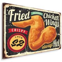 Schilderij - Chicken Wings, Reclamebord, Premium Print op Canvas - thumbnail