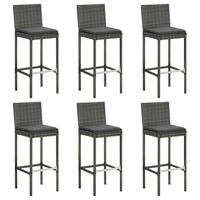 Barkrukken 6 st met kussens poly rattan grijs - thumbnail