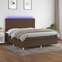 Boxspring met matras en LED stof donkerbruin 160x200 cm - thumbnail