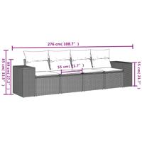 4-delige Loungeset met kussens poly rattan grijs - thumbnail