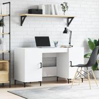 Bureau 140x50x75 cm bewerkt hout hoogglans wit - thumbnail