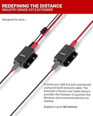 LINDY Questo Extender USB 2.0 Cat.6 trasferisce il segnale da un computer ad una perif USB-extender USB-B Via netwerkkabel RJ45 50 m