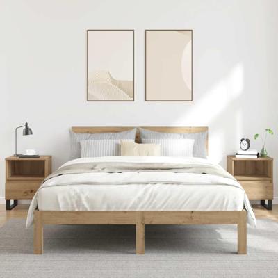 Nachtkastjes 2 st 40x35x50cm bewerkt hout artisanaal eikenkleur