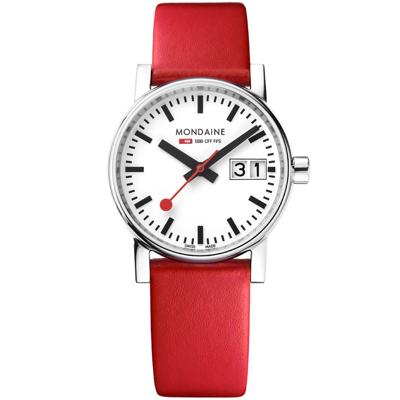Mondaine Evo II 30mm SBB Big Date Rood Mondaine Evo II 30mm SBB Big Date Rood
