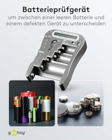 Goobay 78325 Batterijtester voor alle batterijen en accu's, batterijtester voor AAA/AA/C / 9V / D/N & 1,5 V knoopcel, batterijtestapparaat, lcd-display, grijs - thumbnail