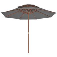 VidaXL Parasol dubbeldekker met houten paal 270 cm antraciet - thumbnail