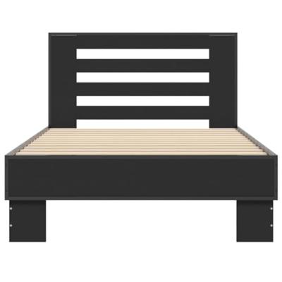 Bedframe bewerkt hout en metaal zwart 90x200 cm