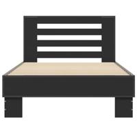 Bedframe bewerkt hout en metaal zwart 90x200 cm - thumbnail