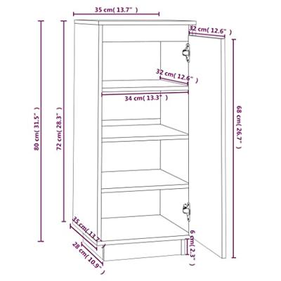 Schoenenkast 35x35x80 cm massief grenenhout