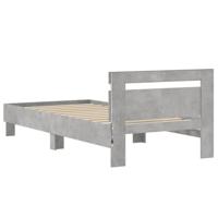 Bedframe met hoofdbord en LED-verlichting betongrijs 90x200 cm - thumbnail