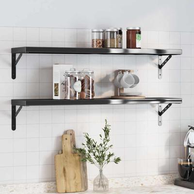Wandschappen 2 st 100x23,5x3 cm roestvrijstaal zwart