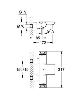 Grohe Grohtherm 2000 New thermostatische badkraan chroom