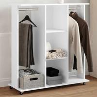 VidaXL Kledingkast met wielen 102x38x110 cm bewerkt hout wit - thumbnail