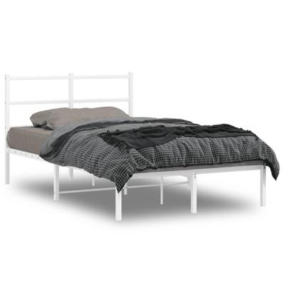 Bedframe met hoofdbord metaal wit 120x200 cm Bedframe met hoofdbord metaal wit 120x200 cm