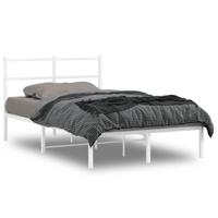 Bedframe met hoofdbord metaal wit 120x200 cm - thumbnail