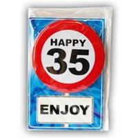 Happy Age Kaart Button - 35 Jaar - thumbnail