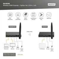 Digitus DS-55346 HDMI-extender 100 m 5 GHz 1920 x 1080 Pixel Geïntegreerde LED-weergave, Met loop-functie, Veilige draadloze overdracht - thumbnail