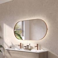 Ben Vita ovale spiegel met LED verlichting en anti-condens 60x120 cm Geborsteld Koper - thumbnail