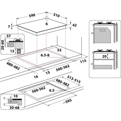 Whirlpool AKT 6455/NB1 kookplaat Zwart Ingebouwd Gaskookplaat 4 zone(s)