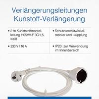 AS Schwabe 50201 Stroom Verlengkabel 16 A Wit 2.00 m H05VV-F 3G 1,5 mm² - thumbnail