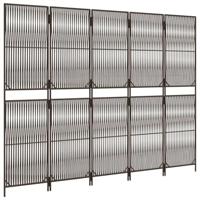 Kamerscherm 5 panelen poly rattan bruin - thumbnail