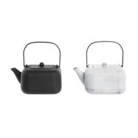 Theepot DKD Home Decor Zwart Roestvrij staal Wit 1,2 L (2 Stuks) - thumbnail