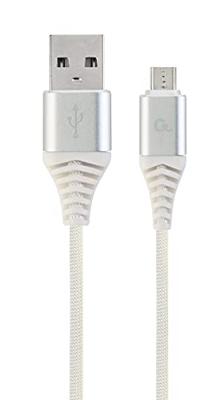 Gembird CC-USB2B-AMMBM-1M-BW2 USB-kabel USB 2.0 Micro-USB B USB A Zilver, Wit