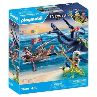 PLAYMOBIL 71419 Piraat met gigantische octopus - Piraten - Met een piraat, een kanon en een gigantisch octopusmonster - Vanaf 4 jaar - thumbnail
