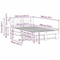 Bedframe met hoofdeinde Wit 135 x 190 cm Massief grenenhout - thumbnail